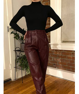 Burgundy Handmade Stylish Casual Party Genuine Lambskin Leather Women Pant - $154.27 CAD+
