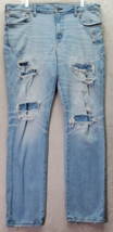 American Eagle Outfitters Jeans Mens Sz 38 Light Blue Ripped Cotton Cozy Airflex - £15.96 GBP
