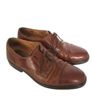 COLE HAAN Mens Shoes Oxford Cap Toe Classic Brown Leather Made in Italy Size 8 M - £23.00 GBP