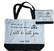 Christian ~ Canvas Tote Bag w/Handle &amp; Makeup Bag w/Zip Closure ~ Bible ... - $25.00