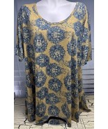 Lularoe Tee T Shirt Top Tunic Yellow Blue Lion Print Women’s Plus Size 3... - $460.37 MXN