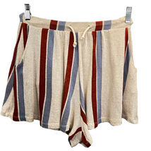 Zara Shorts Cream Multi Size M Striped Drawstring Waist Pockets High Rise Boho - £15.52 GBP