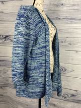 Chicos 3 Cardigan Women XL Marled Knit Blue Open Front 3/4 Sleeve Cotton Stretch - $18.00