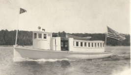 Steamer Ferry Huge American Flag  Boat Real Photo RPPC Postcard  - £7.24 GBP