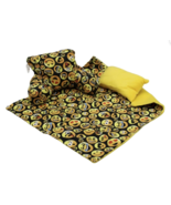Doll Bedding Emoji 3pc Blanket Pillow Backrest Yellow Black fits America... - £10.03 GBP