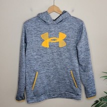 Under Armour | Heathered Gray Hoodie Sweatshirt Bright Orange Logo Graph... - $19.34