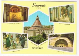 Holy Land Postcard Nazareth Multi View Annunciation Market Mary&#39;s Well - $2.96