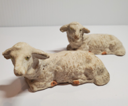 VTG 2 PC Lot Nativity Composition Paper Mache Sheep Lamb Christmas 1930s Germany - £23.48 GBP