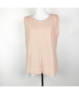 Women&#39;s Zara Sleeveless TShirt Orange White Stripe Size Large High Low - $116.81 MXN