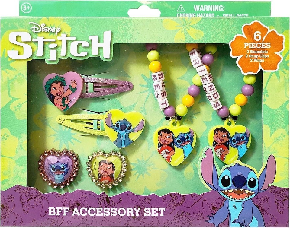LILO &amp; STITCH 6-PC BFF JEWELRY SET 2 Rings 2 Bracelets 2 Snap Hair Clips... - $10.98