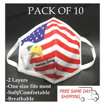 10 PACK/PCS American Eagle Flag /American Strong Reusable Face Mask Adul... - £10.82 GBP