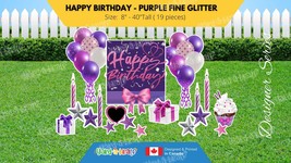 Happy Birthday - Purple Fine Glitter Style Package (Total 19 pcs)  | Yar... - £98.75 GBP