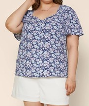 Skies Are Blue navy and lavender fields top for women - £21.32 GBP