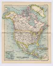 1912 Antique Map Of North America / Canada United States Mexico West Indies - £15.19 GBP