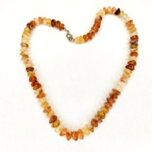 Lucite Beaded Necklace Choker 16” Gold Amber Brown Translucent Natural Look - £11.41 GBP