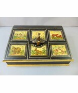 Vintage Decorative Hand Painted Chest Document Box - $556.75 MXN