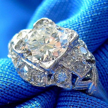 Earth mined Diamond Deco Engagement Ring 0.79 carat Antique Platinum Solitaire - $6,626.25