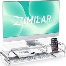 Large Acrylic Monitor Stand Riser, 20 Inch Acrylic Monitor Stand, 2-Tier Clear M - £73.44 GBP