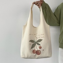 Canvas Tote Bag Eco Shopping Bag Large Capacity Canvas Tote For Women Cute Cherr - £19.24 GBP