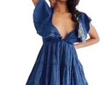$140 Free People Blue Undone 100% Cotton Flouncy Tiered Minidress Size U... - £64.18 GBP