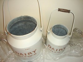 Dairy Pails in distressed white metal -2 image 3