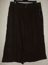 Nwt Womens APT.9 Linen Blend Dark Brown Gaucho / Capri / Cropped Pant Size 8 - £20.14 GBP
