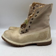 Timberland Womens Beige Faux Fur Lace Up Ankle Snow Boots Size 9.5 M - £23.35 GBP
