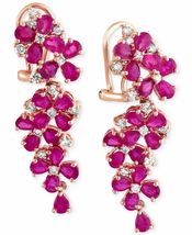 3.5Ct Pear Cut Ruby Diamond 14K Rose Gold Over Women Wedding Drop Earrings 1&quot; - £69.99 GBP