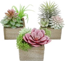 Mingfuxin Artificial Succulents Plants, Mini Assorted Green Fake, Set Of 3 - £28.96 GBP