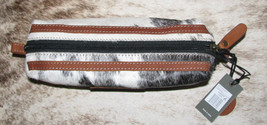 Myra Bag #8735A Hairon, Leather 8&quot;x3&quot;x3&quot; Multi Pouch Makeup Clutch~Angus Ridge~ - £22.22 GBP
