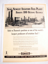 1943 Ad World War II  Sunoco Newest Aviation Fuel Plant Boosts 100-Octan... - $8.99