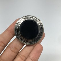 Antique Afghan Turkmen Tribal Round Black Onyx Kuchi Ring Boho Statement,TR78 - £7.50 GBP