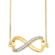 0.10CT Round Natural Diamond Infinity Pendant Necklace 14K Yellow Gold Plated - £137.91 GBP