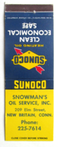 Snowman&#39;s Oil Service Sunoco  New Britain, Connecticut 20 Strike Matchbook Cover - £1.60 GBP