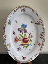 Dresden Porcelain Hand Painted Floral 11 1/4&quot; Server Dish or Platter - £45.93 GBP
