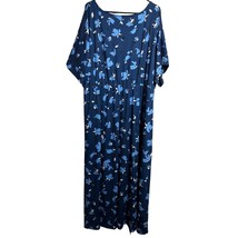 Eloquii Maxi Dress Size 20 Blue Black White Abstract Slit Polyester Spandex  - $16.19