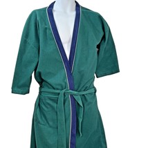 Bath Robe Belt Smoking Loungewear Pockets Belted MCM Green Blue USA Vintage - £12.51 GBP