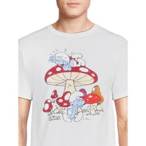 Smurfs Mushrooms Men&#39;s Graphic White T-Shirt Red Size 46-48 XL - £19.54 GBP