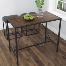 Black-Walnut, Medium-Sized Riley Indoor Pub Dining Table With Metal Frame. - $85.46