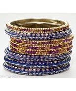 Chamak by Priya Kakkar Set of 8 Purple &amp; Blue Bangles NEW MSRP $138 GORG... - $76.80