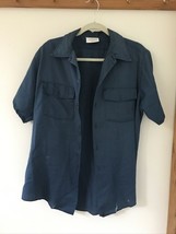 Dickies Navy Blue Polyester Button Up Work Shirt w Pockets 16 - 16 1/2 x... - £22.33 GBP