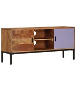  TV Cabinet Honey brown and grey Solid acacia wood, powder-coated iron - $5,077.13 MXN