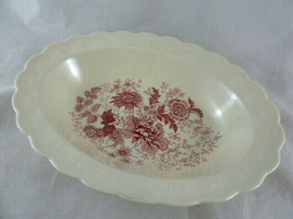 Taylor Smith Pink Castle Oval Vegetable Serving Bowl Pink Cream Scallopp... - £10.07 GBP