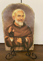 Padre Pio Arched Tile Plaque with metal stand, New #AB-190 - $39.99