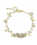 14K Yellow GP Multi Gemstones &amp; Beaded Pearl Cluster Bracelet Women Hand... - £122.64 GBP