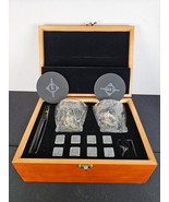 Cool Stones Whiskey Glass Set Of 2 With Chilling Stones &amp; Metal Tongs Gi... - $19.75
