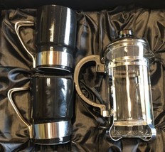 Bienne French Coffee Press with 2 mugs. Stainless Marked Lockheed Martin - £20.63 GBP