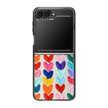 CASETiFY Galaxy Z Flip 5 Impact Case Clear Polka Daub Hearts Black Milit... - $77.38