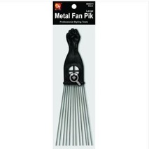 Afro Fan Pick w/Black Fist - Metal African American Hair Comb (Large) - £6.35 GBP+