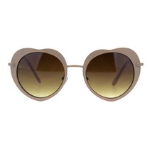 Round Heart Shape Sunglasses Womens Cute Metal Frame Heart Shades - £8.69 GBP+